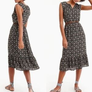 J. Crew Mercantile Black Floral Midi Dress sz  S Cottagecore